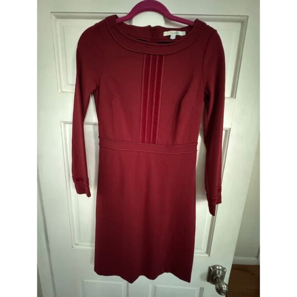 Boden Gizele Ponte Sheath dress, Wine/Maroon, Size 4P - Picture 2 of 7